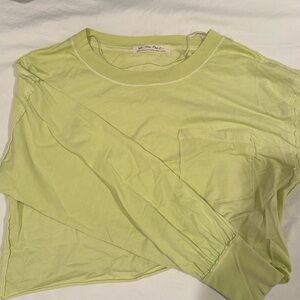 Free people yellow long sleeved cropped shirt!